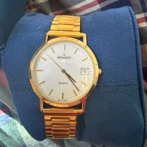 Movado Gold and White Men's Watch